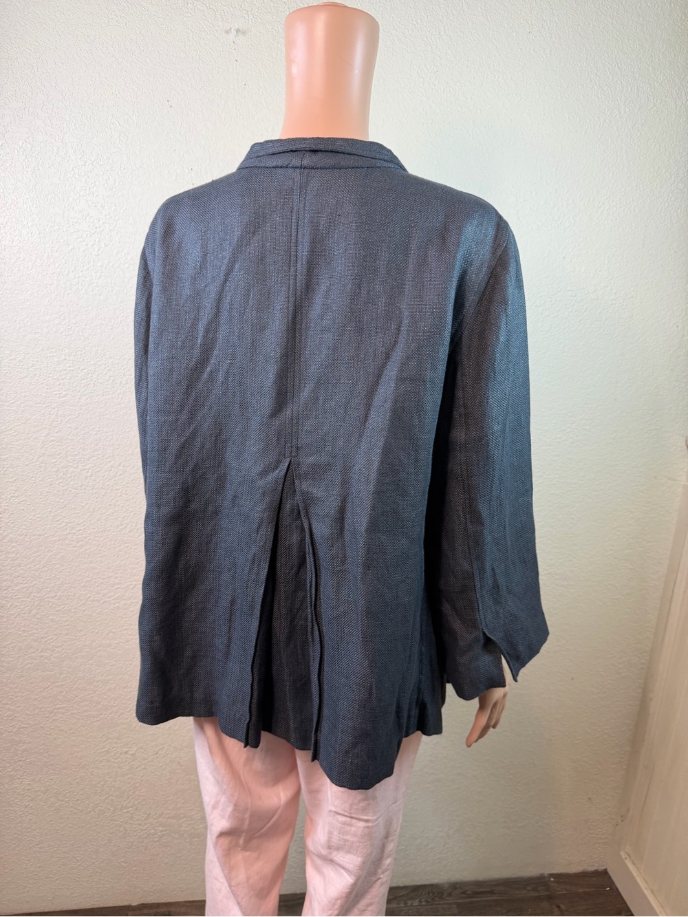 Eileen Fisher Jacket Gray Linen Blend Sz Xl Lagenlook Minimalist Open Front - Picture 11 of 14